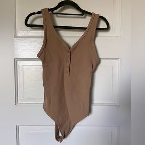 Abercrombie and Fitch Tan Ribbed Bodysuit XS